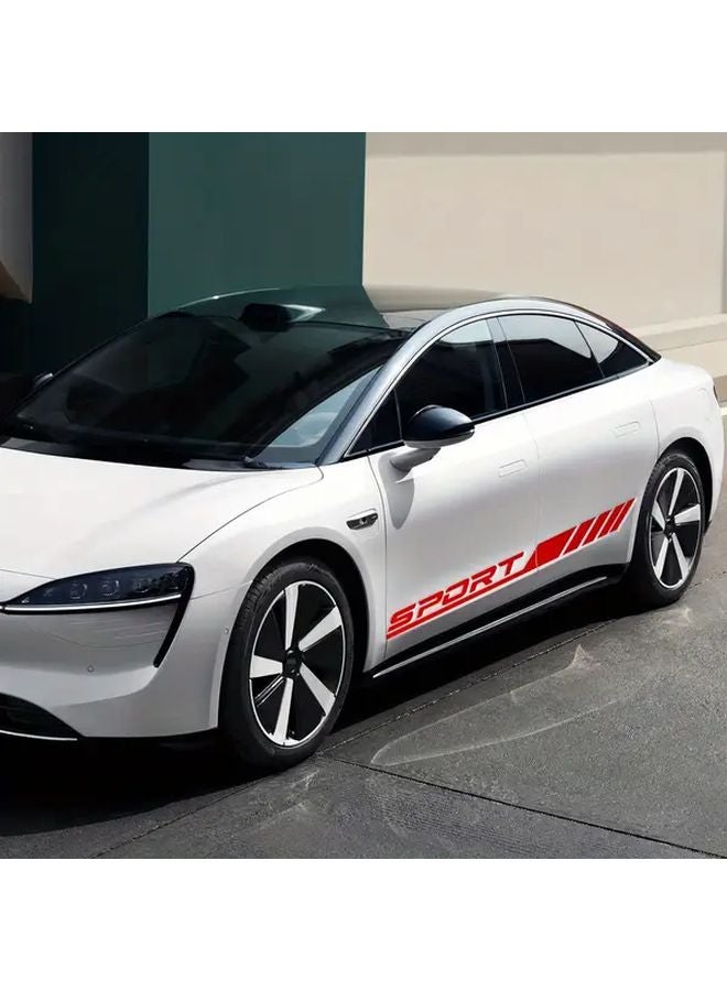 ملصقات جانبية للسيارة الحمراء 2 قطعة، تصميم مخطط متين من الفينيل PVC لسيارات الدفع الرباعي SUV والمركبات الوعرة - Image 3